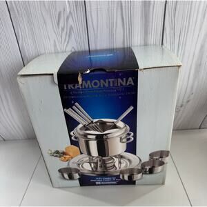 TRAMONTINA Fondue Pot Set 2qt 18/10 Stainless 14pc  BRAZIL Made